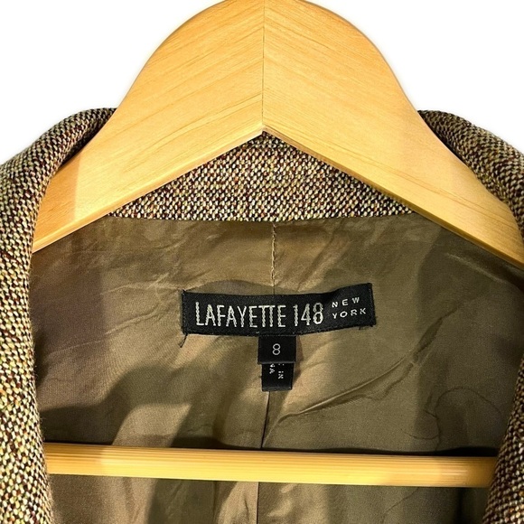 Lafayette 148 New York Wool Angora Blend Tweed Blazer, Brown Tweed, Size 8 - Picture 5 of 12